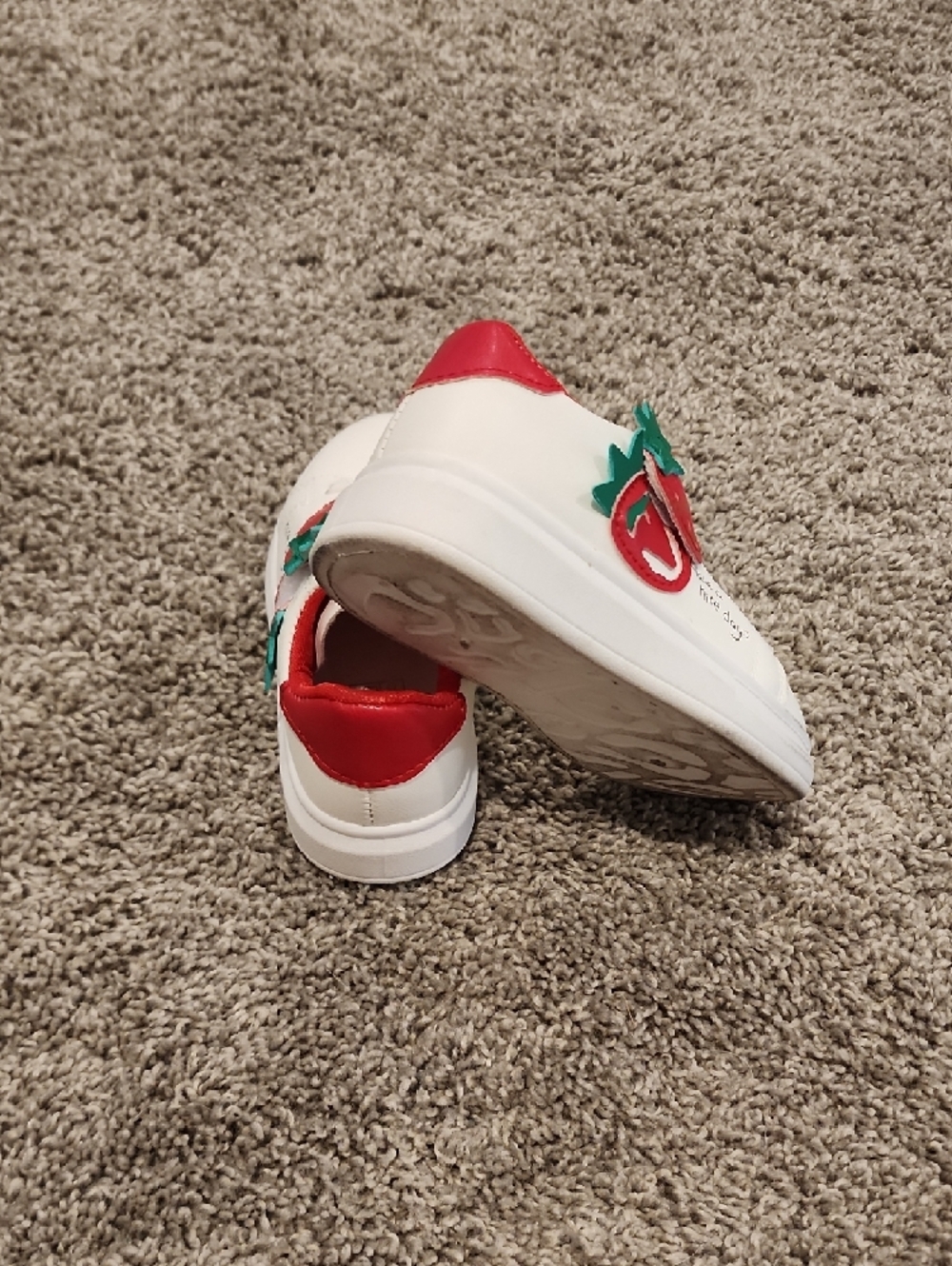 Kids White Sneakers with Red Strawberry Accent - Picture 3 of 3